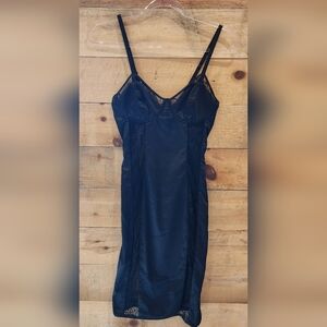 House Of CB Satin Lace Slip Dress - Black